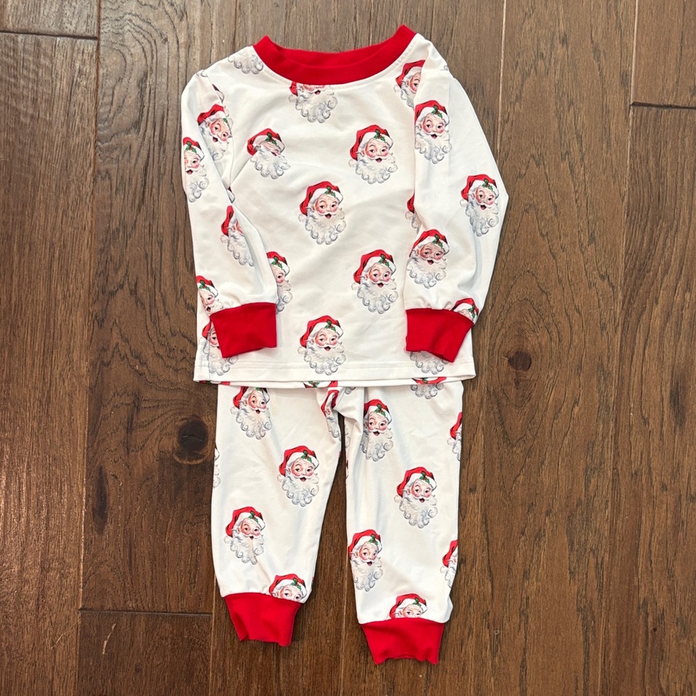 Festive Santa Kids Pajama Set - Red and White